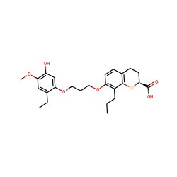 CCCc1c(OCCCOc2cc(O)c(OC)cc2CC)ccc2c1O[C@H](C(=O)O)CC2 ZINC000029405153