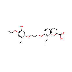 CCCc1c(OCCCOc2cc(O)c(OCC)cc2CC)ccc2c1O[C@H](C(=O)O)CC2 ZINC000029412422