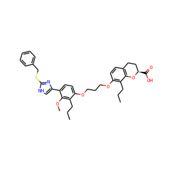 CCCc1c(OCCCOc2ccc(-c3c[nH]c(SCc4ccccc4)n3)c(OC)c2CCC)ccc2c1O[C@H](C(=O)O)CC2 ZINC000004781357