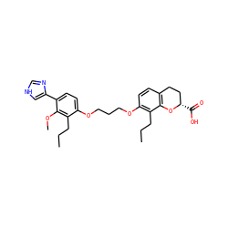 CCCc1c(OCCCOc2ccc(-c3c[nH]cn3)c(OC)c2CCC)ccc2c1O[C@@H](C(=O)O)CC2 ZINC000013740549