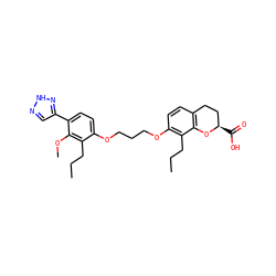 CCCc1c(OCCCOc2ccc(-c3cn[nH]n3)c(OC)c2CCC)ccc2c1O[C@H](C(=O)O)CC2 ZINC000013740550