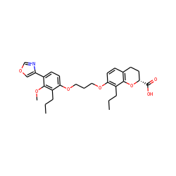 CCCc1c(OCCCOc2ccc(-c3cocn3)c(OC)c2CCC)ccc2c1O[C@@H](C(=O)O)CC2 ZINC000013740552