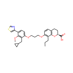 CCCc1c(OCCCOc2ccc(-c3cscn3)c(OC)c2CC2CC2)ccc2c1O[C@H](C(=O)O)CC2 ZINC000003927574