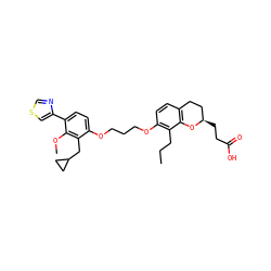 CCCc1c(OCCCOc2ccc(-c3cscn3)c(OC)c2CC2CC2)ccc2c1O[C@H](CCC(=O)O)CC2 ZINC000027996386