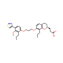 CCCc1c(OCCCOc2ccc(-c3cscn3)c(OC)c2CCC)ccc2c1O[C@H](CCC(=O)O)CC2 ZINC000027979775