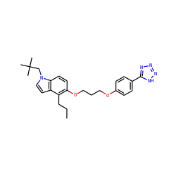 CCCc1c(OCCCOc2ccc(-c3nnn[nH]3)cc2)ccc2c1ccn2CC(C)(C)C ZINC000028460958