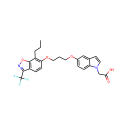 CCCc1c(OCCCOc2ccc3c(ccn3CC(=O)O)c2)ccc2c(C(F)(F)F)noc12 ZINC000013677960