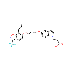 CCCc1c(OCCCOc2ccc3c(ccn3CCC(=O)O)c2)ccc2c(C(F)(F)F)noc12 ZINC000013677986