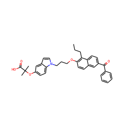 CCCc1c(OCCCn2ccc3cc(OC(C)(C)C(=O)O)ccc32)ccc2cc(C(=O)c3ccccc3)ccc12 ZINC000036757872