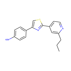 CCCc1cc(-c2nc(-c3ccc(N)cc3)cs2)ccn1 ZINC000072181905