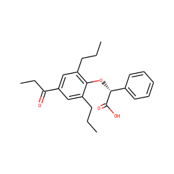 CCCc1cc(C(=O)CC)cc(CCC)c1O[C@@H](C(=O)O)c1ccccc1 ZINC000012358574