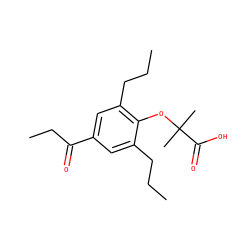 CCCc1cc(C(=O)CC)cc(CCC)c1OC(C)(C)C(=O)O ZINC000012358572