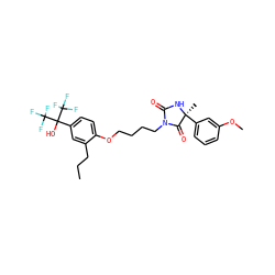CCCc1cc(C(O)(C(F)(F)F)C(F)(F)F)ccc1OCCCCN1C(=O)N[C@@](C)(c2cccc(OC)c2)C1=O ZINC000474609787