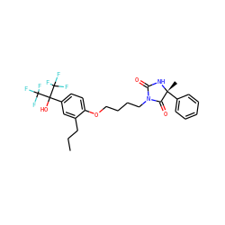 CCCc1cc(C(O)(C(F)(F)F)C(F)(F)F)ccc1OCCCCN1C(=O)N[C@](C)(c2ccccc2)C1=O ZINC000114058663