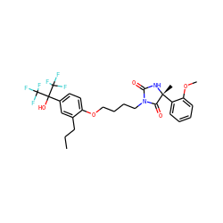 CCCc1cc(C(O)(C(F)(F)F)C(F)(F)F)ccc1OCCCCN1C(=O)N[C@](C)(c2ccccc2OC)C1=O ZINC000114058590
