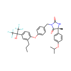 CCCc1cc(C(O)(C(F)(F)F)C(F)(F)F)ccc1Oc1ccc(CN2C(=O)N[C@](C)(c3ccc(OC(C)C)cc3)C2=O)cc1 ZINC000164843573