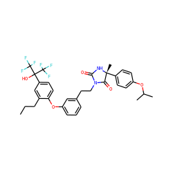 CCCc1cc(C(O)(C(F)(F)F)C(F)(F)F)ccc1Oc1cccc(CCN2C(=O)N[C@](C)(c3ccc(OC(C)C)cc3)C2=O)c1 ZINC000164574576