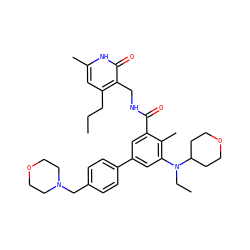 CCCc1cc(C)[nH]c(=O)c1CNC(=O)c1cc(-c2ccc(CN3CCOCC3)cc2)cc(N(CC)C2CCOCC2)c1C ZINC000205715331
