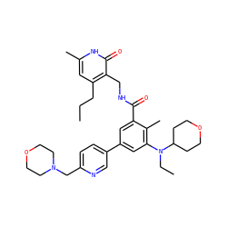CCCc1cc(C)[nH]c(=O)c1CNC(=O)c1cc(-c2ccc(CN3CCOCC3)nc2)cc(N(CC)C2CCOCC2)c1C ZINC000205710440