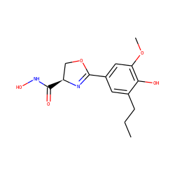 CCCc1cc(C2=N[C@@H](C(=O)NO)CO2)cc(OC)c1O ZINC000026940955