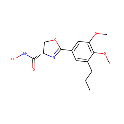 CCCc1cc(C2=N[C@H](C(=O)NO)CO2)cc(OC)c1OC ZINC000000006729