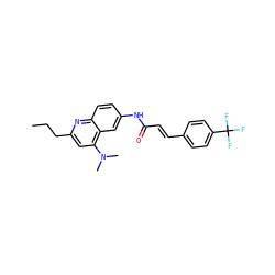 CCCc1cc(N(C)C)c2cc(NC(=O)/C=C/c3ccc(C(F)(F)F)cc3)ccc2n1 ZINC000036351927