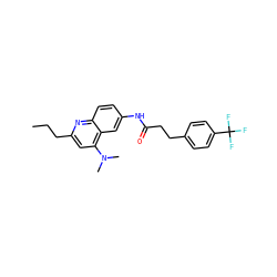 CCCc1cc(N(C)C)c2cc(NC(=O)CCc3ccc(C(F)(F)F)cc3)ccc2n1 ZINC000036351891