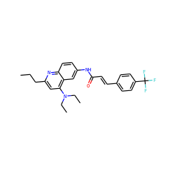 CCCc1cc(N(CC)CC)c2cc(NC(=O)/C=C/c3ccc(C(F)(F)F)cc3)ccc2n1 ZINC000036351931