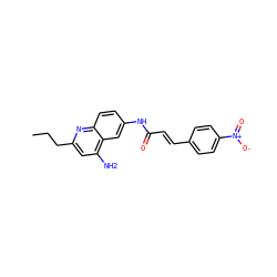 CCCc1cc(N)c2cc(NC(=O)/C=C/c3ccc([N+](=O)[O-])cc3)ccc2n1 ZINC000036351735