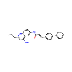 CCCc1cc(N)c2cc(NC(=O)/C=C/c3ccc(-c4ccccc4)cc3)ccc2n1 ZINC000036351805