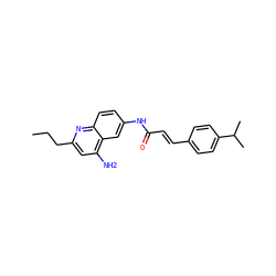 CCCc1cc(N)c2cc(NC(=O)/C=C/c3ccc(C(C)C)cc3)ccc2n1 ZINC000036351810