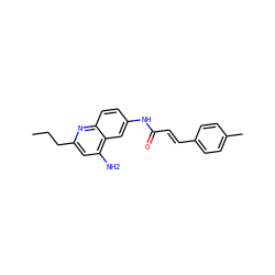 CCCc1cc(N)c2cc(NC(=O)/C=C/c3ccc(C)cc3)ccc2n1 ZINC000036351835