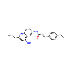 CCCc1cc(N)c2cc(NC(=O)/C=C/c3ccc(CC)cc3)ccc2n1 ZINC000036351839