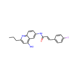 CCCc1cc(N)c2cc(NC(=O)/C=C/c3ccc(I)cc3)ccc2n1 ZINC000036351850