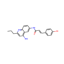 CCCc1cc(N)c2cc(NC(=O)/C=C/c3ccc(O)cc3)ccc2n1 ZINC000036351722