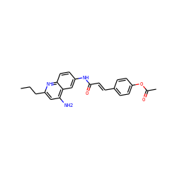 CCCc1cc(N)c2cc(NC(=O)/C=C/c3ccc(OC(C)=O)cc3)ccc2n1 ZINC000036351716