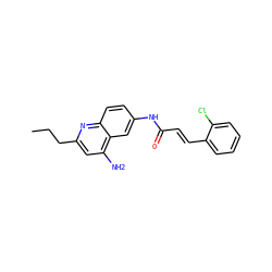 CCCc1cc(N)c2cc(NC(=O)/C=C/c3ccccc3Cl)ccc2n1 ZINC000036351858