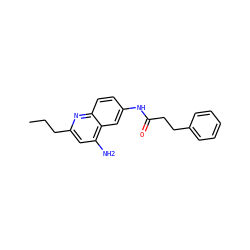 CCCc1cc(N)c2cc(NC(=O)CCc3ccccc3)ccc2n1 ZINC000034322395