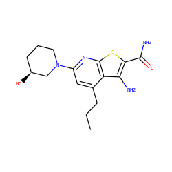 CCCc1cc(N2CCC[C@H](O)C2)nc2sc(C(N)=O)c(N)c12 ZINC000045290552