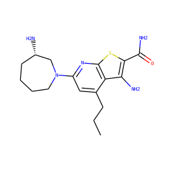 CCCc1cc(N2CCCC[C@H](N)C2)nc2sc(C(N)=O)c(N)c12 ZINC000045245406