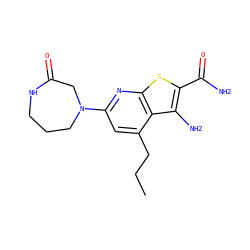 CCCc1cc(N2CCCNC(=O)C2)nc2sc(C(N)=O)c(N)c12 ZINC000045286891