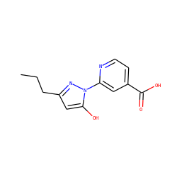 CCCc1cc(O)n(-c2cc(C(=O)O)ccn2)n1 ZINC000146656843