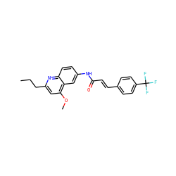 CCCc1cc(OC)c2cc(NC(=O)/C=C/c3ccc(C(F)(F)F)cc3)ccc2n1 ZINC000036351930
