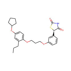 CCCc1cc(OC2CCCC2)ccc1OCCCOc1cccc([C@H]2SC(=O)NC2=O)c1 ZINC000013553664