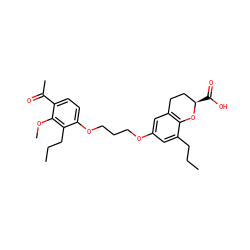 CCCc1cc(OCCCOc2ccc(C(C)=O)c(OC)c2CCC)cc2c1O[C@H](C(=O)O)CC2 ZINC000036189747