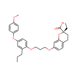 CCCc1cc(Oc2ccc(OC)cc2)ccc1OCCCOc1ccc2c(c1)O[C@](CC)(C(=O)O)CC2 ZINC000012358557