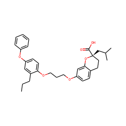 CCCc1cc(Oc2ccccc2)ccc1OCCCOc1ccc2c(c1)O[C@](CC(C)C)(C(=O)O)CC2 ZINC000013580336