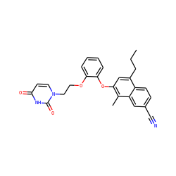 CCCc1cc(Oc2ccccc2OCCn2ccc(=O)[nH]c2=O)c(C)c2cc(C#N)ccc12 ZINC001772575047