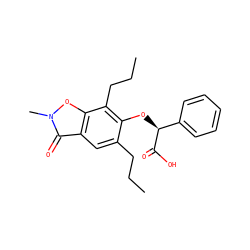 CCCc1cc2c(=O)n(C)oc2c(CCC)c1O[C@H](C(=O)O)c1ccccc1 ZINC000012358598