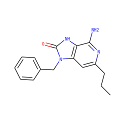 CCCc1cc2c([nH]c(=O)n2Cc2ccccc2)c(N)n1 ZINC000141223012